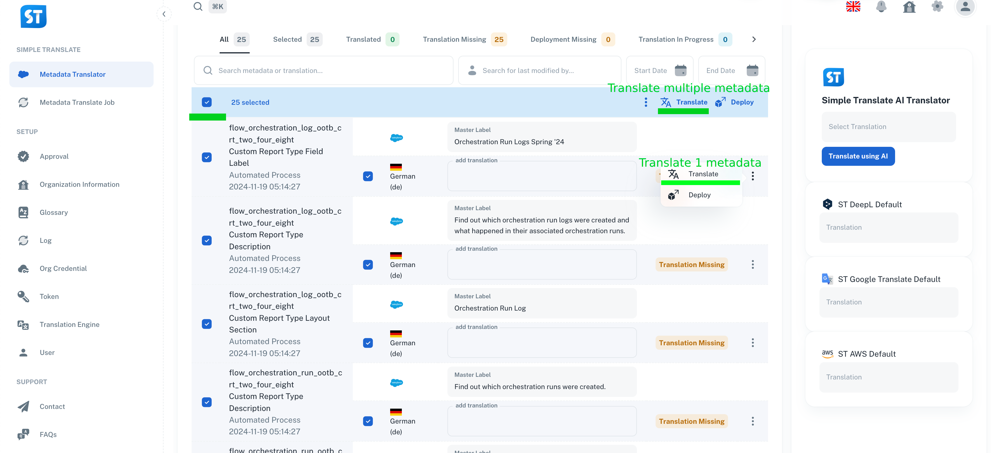 Translate in Simple Translate