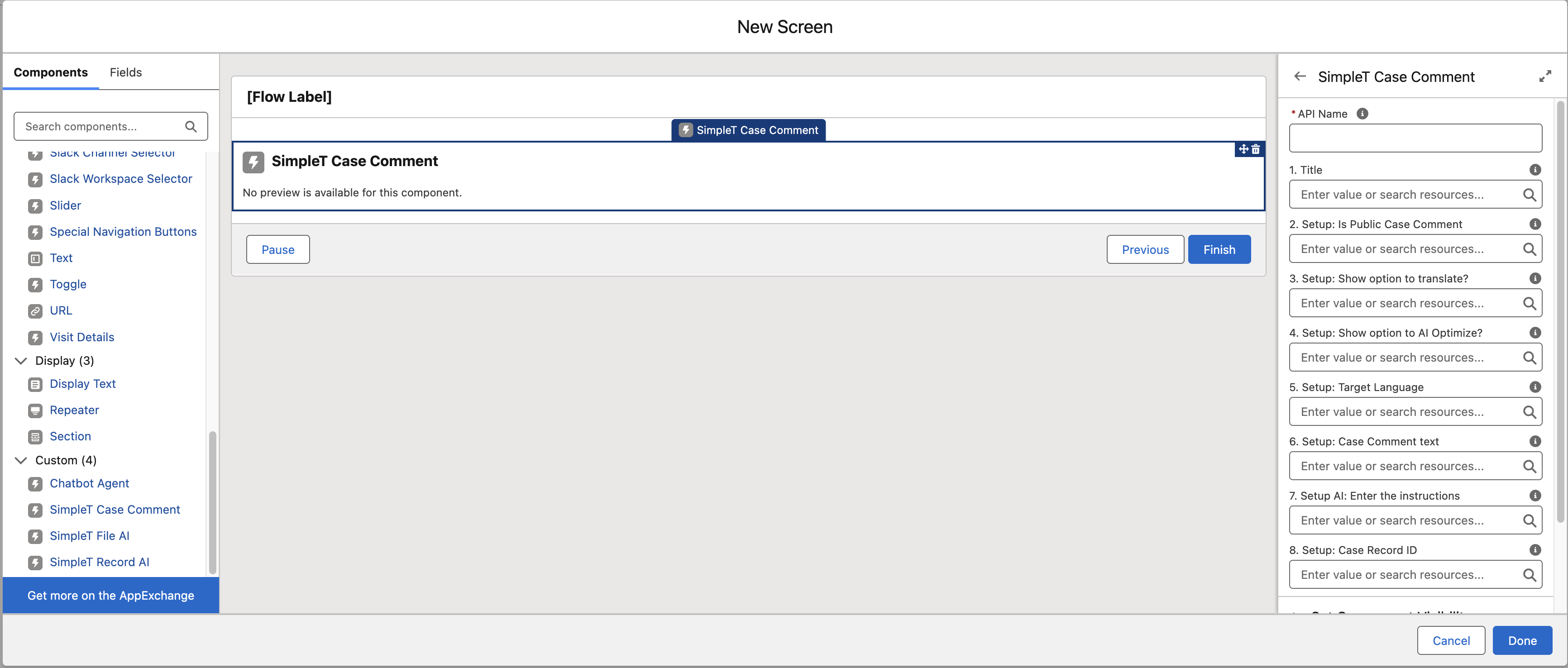 The picture shows us the New Case Comment panel.