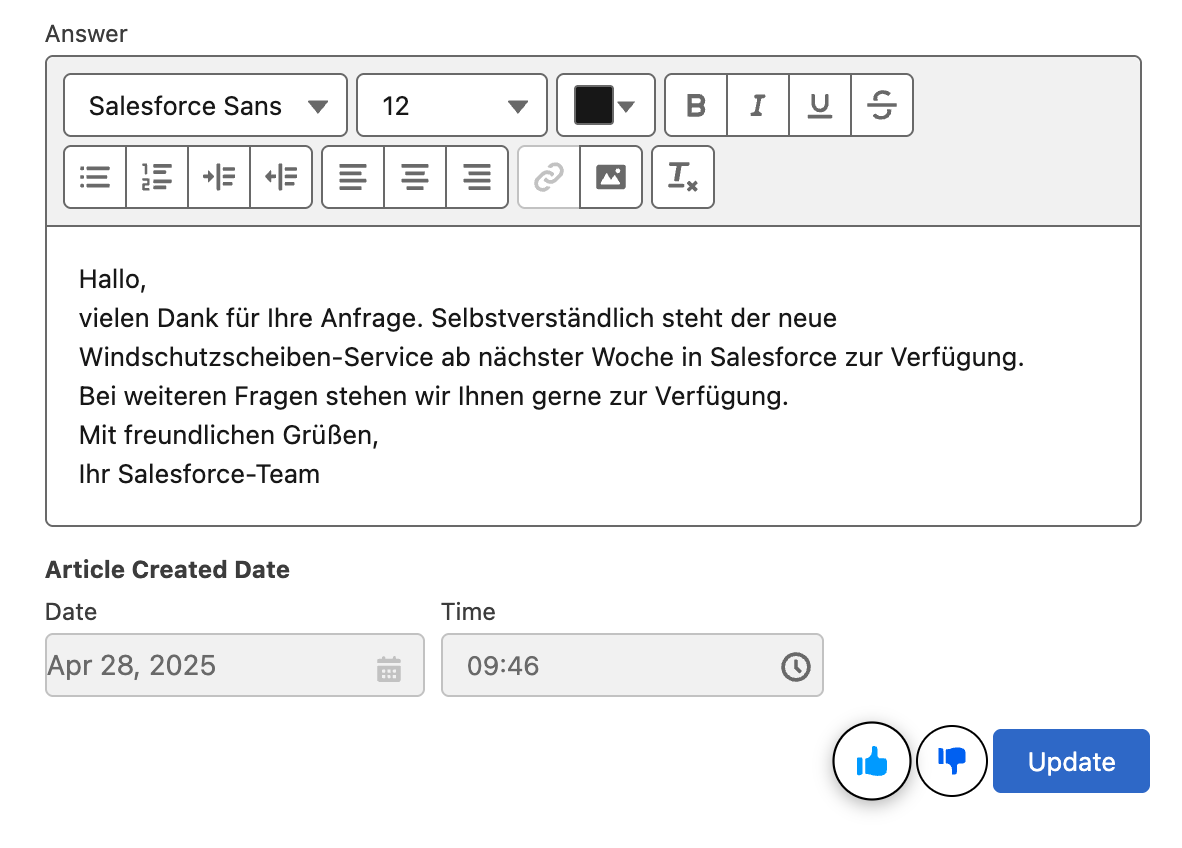 Feedback Component in Salesforce